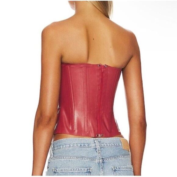 Miaou Libra Corset Top Boned Latex Strawberry red Fetish Sz L NWOT $395 Revolve - Picture 2 of 9